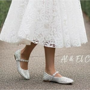 A New Day Issa Flats White Studded Mary Jane Shoes Vegan | Sz 9.5 | New With Box